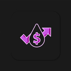 Filled outline Oil price increase icon isolated on black background. Oil industry crisis concept. Flat filled outline style with shadow. Vector