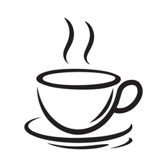 Simple Line Art Illustration of a Hot Coffee Cup