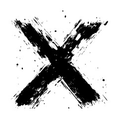 Black and White Cross Sign Vector - Distressed Cross Sign