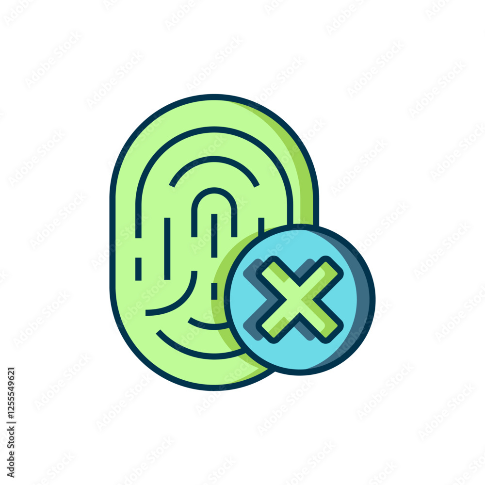Poster filled outline cancelled fingerprint icon isolated on white background. access denied for user conce