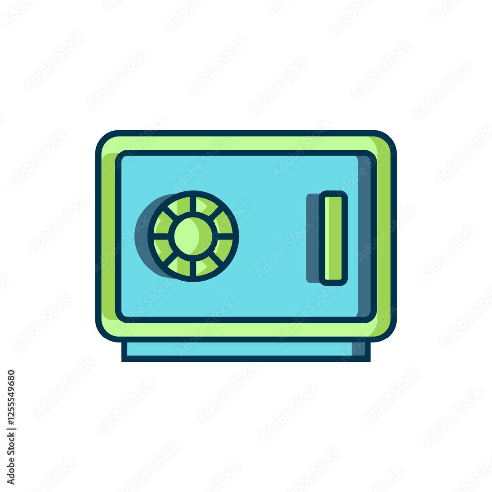 Poster filled outline safe icon isolated on white background. the door safe a bank vault with a combination