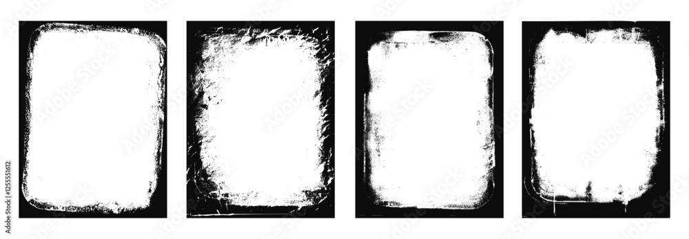 Poster grunge frames set templates. ink paint border with rough edges for poster and banner. retro textured