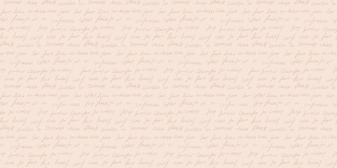 Scribble monochrome pink handwritten script text seamless pattern.Illegible note repeat cover. Diary poetry continuous ornament. Vector hand drawn illustration.