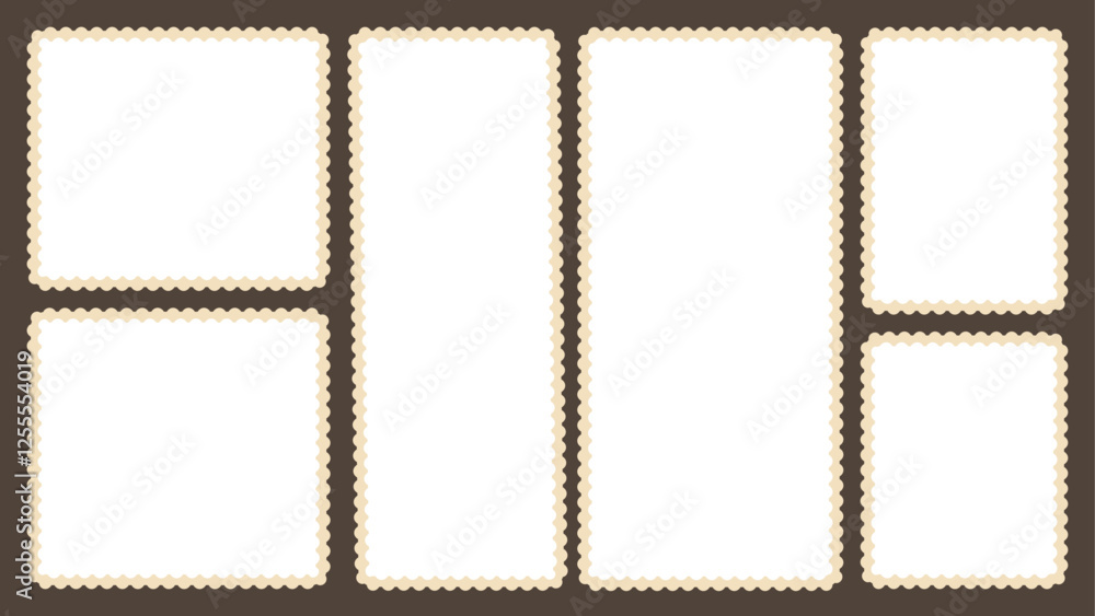 Poster scallop edged frame template set. bento box rectangle borders shapes. geometry modular moodboard wit