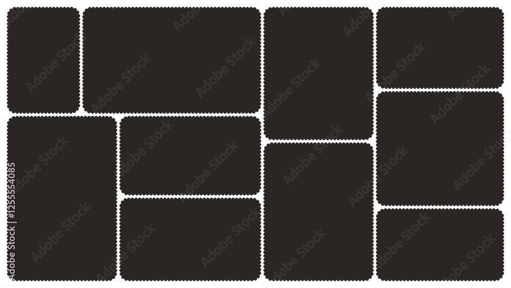 Poster scallop edged frame template set. bento box rectangle borders shapes. geometry modular moodboard wit