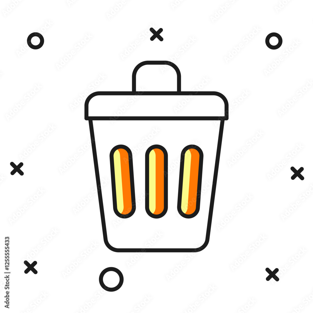 Poster filled outline trash can icon isolated on white background. garbage bin sign. recycle basket icon. o