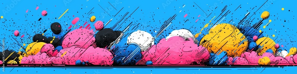 Poster abstract colorful explosion of paint splatter and lines