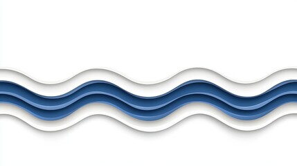 Naklejka premium Abstract Paper Waves in Blue and White with Layered Curves and Smooth Shapes