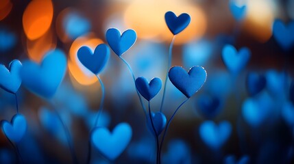 Defocused abstract background featuring soft blue hearts ideal for wallpapers and digital designs