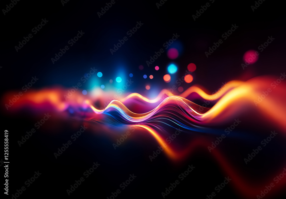 Aufkleber abstract light streams create a dynamic and colorful wave effect against a dark backdrop, with vibra