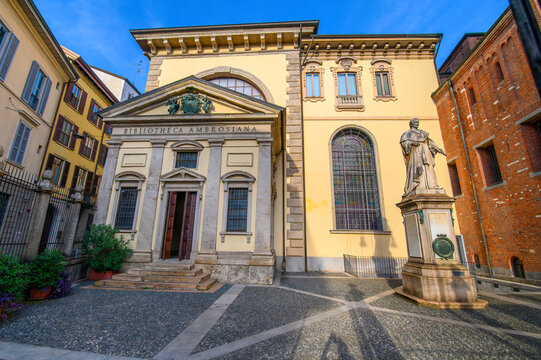 Milan, Italy. Ambrosian Library, Ambrosiana (Italian: Biblioteca Ambrosiana) - a library established by Cardinal and Archbishop Federico Borromeo	

