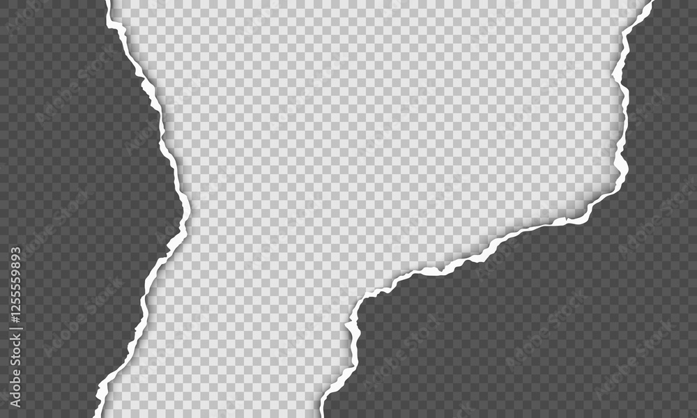 Aufkleber vector horizontal torn paper edge. ripped paper strip with soft shadow.
