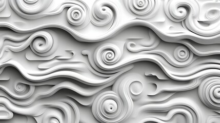 Abstract White Swirling Wave Pattern Design