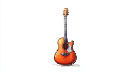 Naklejka premium Vibrant Acoustic Guitar Illustration on White Background for Music and Art Projects