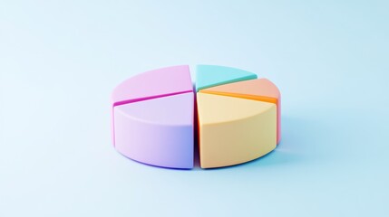 Obraz premium Pastel Pie Chart on Light Blue Background