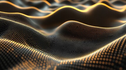 Naklejka premium Abstract gold wave data flow