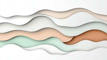 Fototapeta premium Abstract Wave Pattern with Soft Tones of Beige, Mint and White in a Modern Design Environment