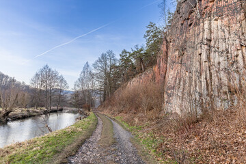 Organy Wielisławskie, charakter, braun, naturalny, deseń, kamienie, stary, materiał, geologia, skały. wulkan, wygasły, Polska, tekstura, krajobraz, chropowaty, bacground, góra, podróż, park, opoka, kr © Jarekfoto