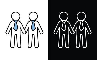 Set of flat icon related to success. Networking of success linear icon collection 