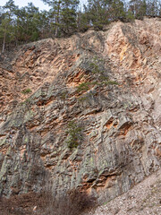 Organy Wielisławskie, charakter, braun, naturalny, deseń, kamienie, stary, materiał, geologia, skały. wulkan, wygasły, Polska, tekstura, krajobraz, chropowaty, bacground, góra, podróż, park, opoka, kr © Jarekfoto