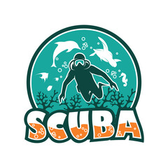 Scuba Diving sport logo design illustration vector