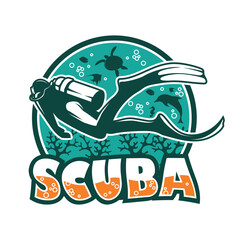 Scuba Diving sport logo design illustration vector