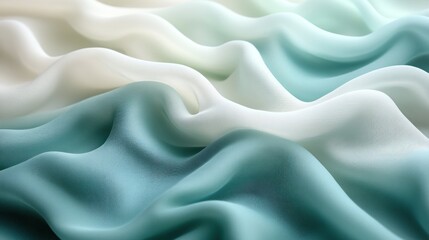 Obraz premium Soft, flowing ombre fabric in teal and white.