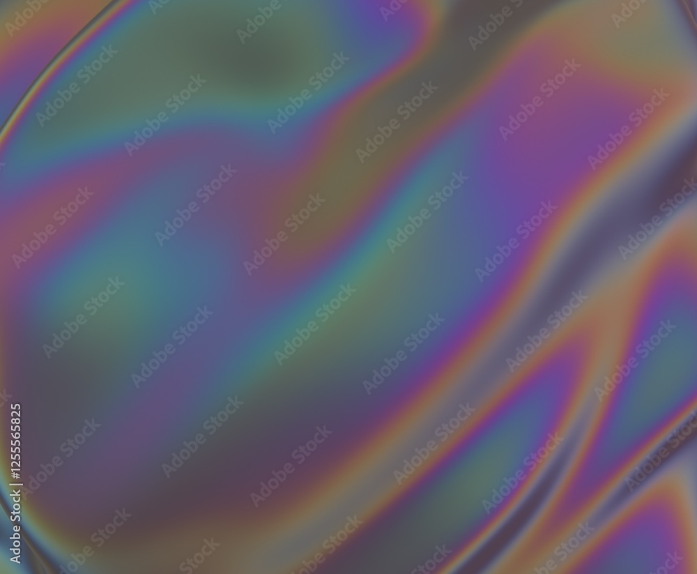 Poster 3d illustration depicting a fluid, organic surface with shimmering colors. the refraction of light c