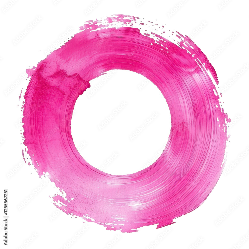 Wall mural pink watercolor paint splash in ring shape isolated on white or transparent png