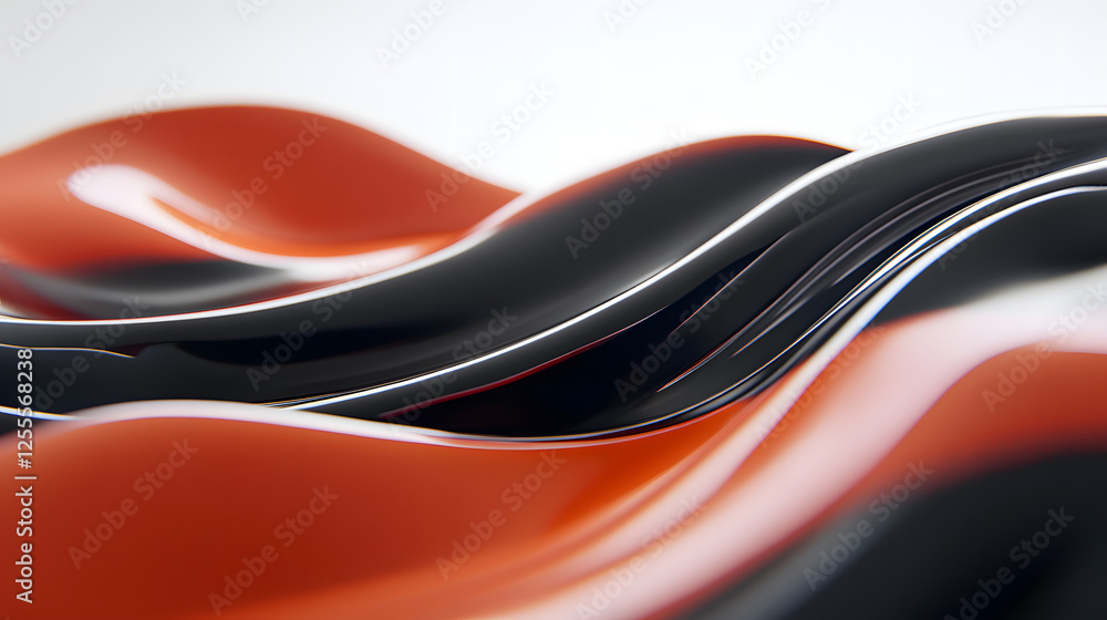Aufkleber close up of a black and red abstract wave pattern with texture and depth in a modern design