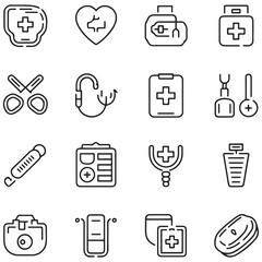 Medical and medicine line icons collection. Thin outline icons pack. UI icon collection. Set of line web pictogram