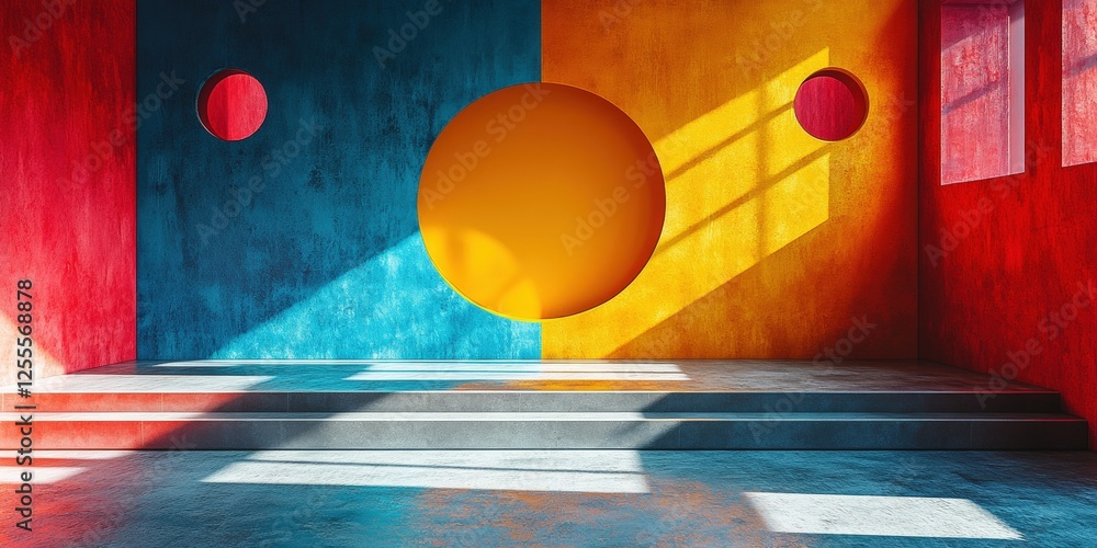 Poster abstract empty space featuring bold colors and shapes for art installation or creative project inspi