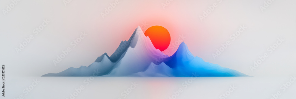 Poster a textural floating blob with soft, rolling contours, silhouetted against a dazzling gradient that