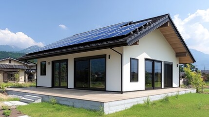 Modern Japanese House with Solar Panels