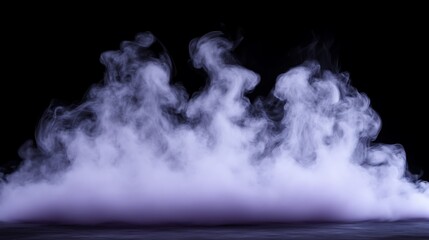 Ethereal Purple Smoke Clouds Against Black Background