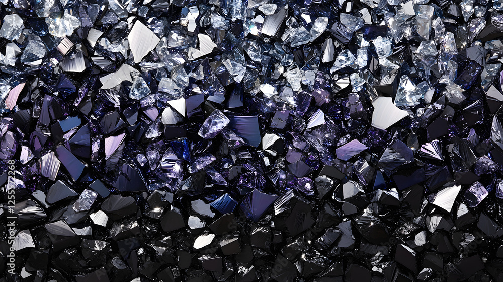 Poster a pile of diamonds with abstract surfaces and floral patterns in a visually striking composition
