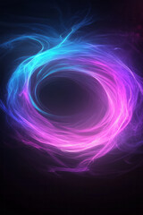 A luminous path of interwoven violet and aqua beams, swirling elegantly through a vacuum of pure