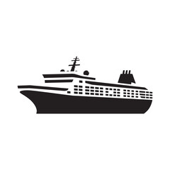 Fototapeta premium vector of black silhouette of Cruise ship