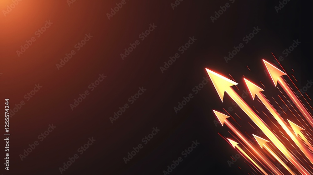 Poster the image contains several glowing orange arrows shooting upward against a dark background with a wa