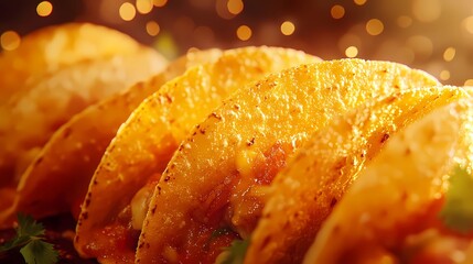 Delicious Mexican tacos with cheese, salsa, and toppings, captured in an illustrated style for culinary designs, in a whimsical cartoon style.
