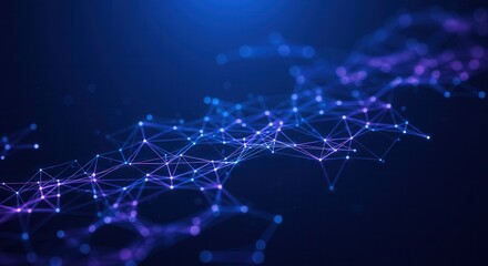 Abstract technology network with glowing nodes and lines. Modern and sophisticated background for banners, posters and social media.