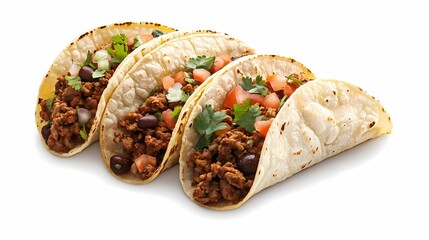 Delicious Mexican tacos with cheese, salsa, and toppings, captured in an illustrated style for culinary designs, in a whimsical cartoon style.