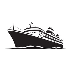 Obraz premium vector of black silhouette of Cruise ship