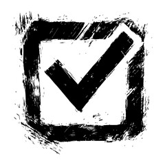 Black and White Grunge Tick Sign Vector - Distressed Tick Sign