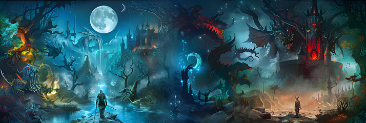 Epic Fantasy Adventure: Knight's Quest with Enchanted Map, Mighty Beasts, and Ancient Castle