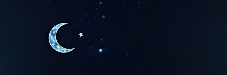Fototapeta premium Crescent Moon and Star Night Sky Background Celestial Cosmic Space Astronomy