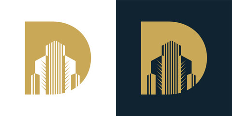 Building With Letter D Monogram Logo Design