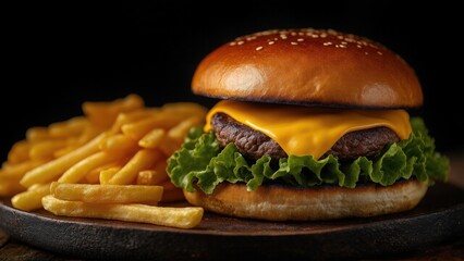 Gourmet Cheeseburger with Crispy Fries