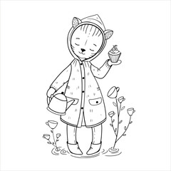 Cute outline drawings of animals for children's projects. Black and white vector illustrations of little animals, perfect for coloring pages, children's products, books, cards, and prints