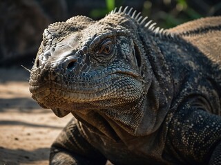 Obraz premium Close Up of Sunbathing Iguana in Desert Habitat Wildlife Photography